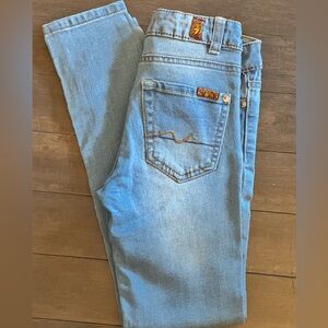 7 for all mankind light blue denim stretch skinny jeans, Girls 8.